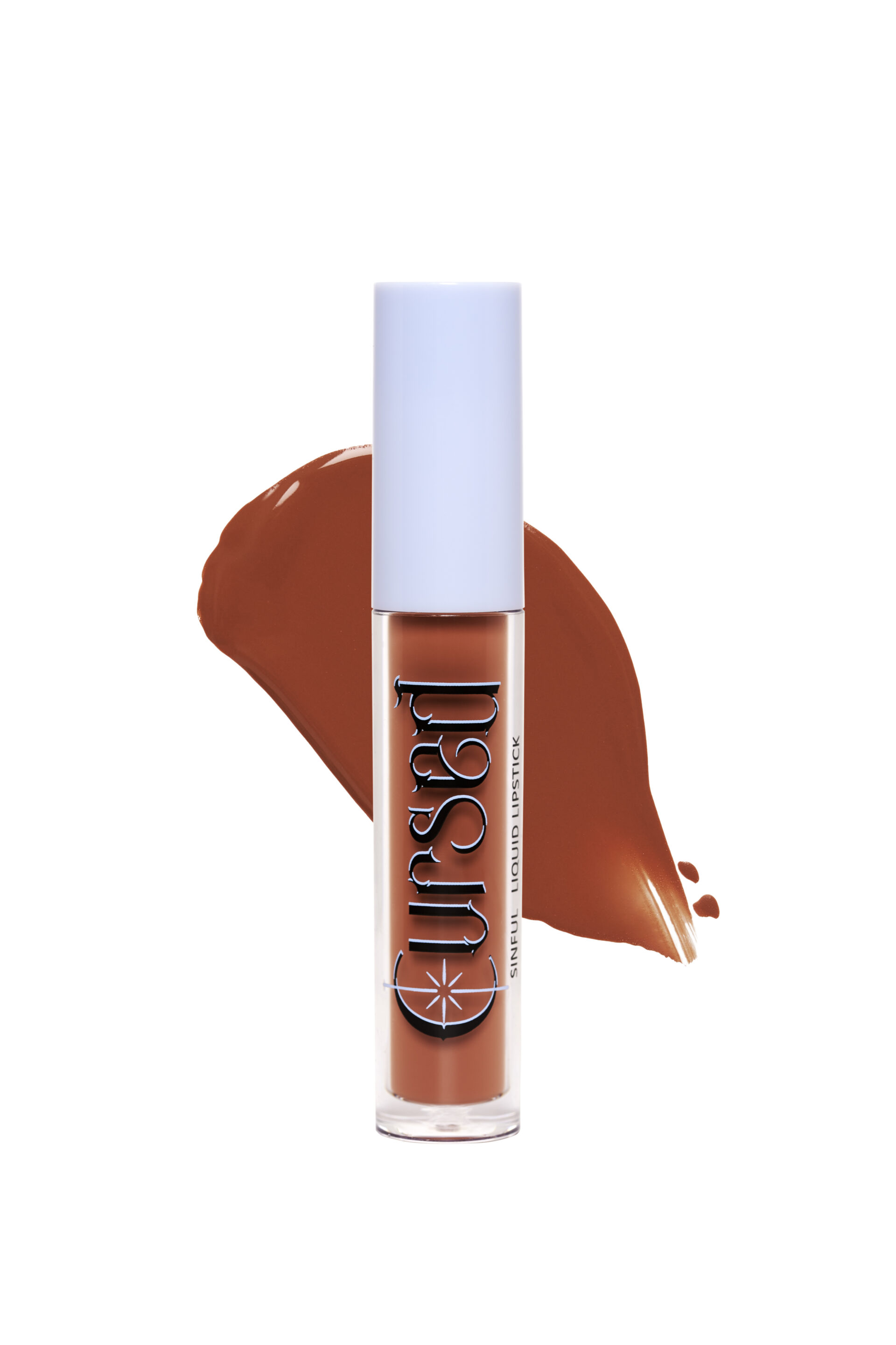 A Packshot with Swatch from the Gloss from Cursed Cosmetics. Photographed by Studio Taupe